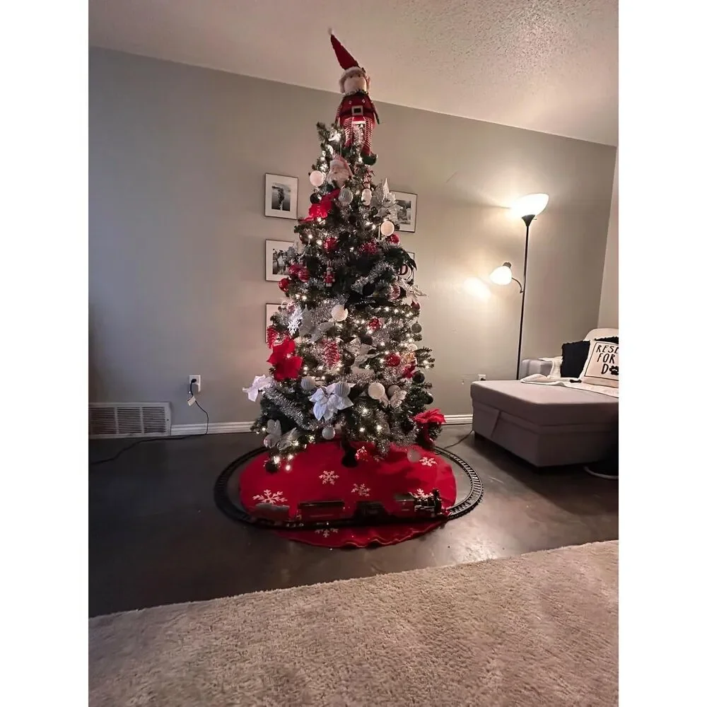BainGesk Christmas Electric Train Set With Steam Light And Sounds Under The Tree